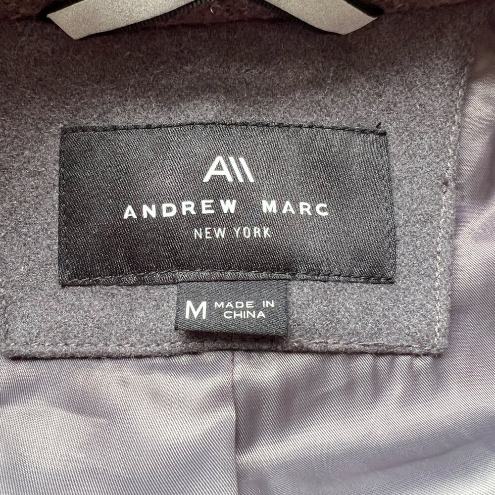 Andrew Marc Regine Gray Wool-Blend Button-Up Knee-Length Coat Notch Lapel Size M - Picture 9 of 10